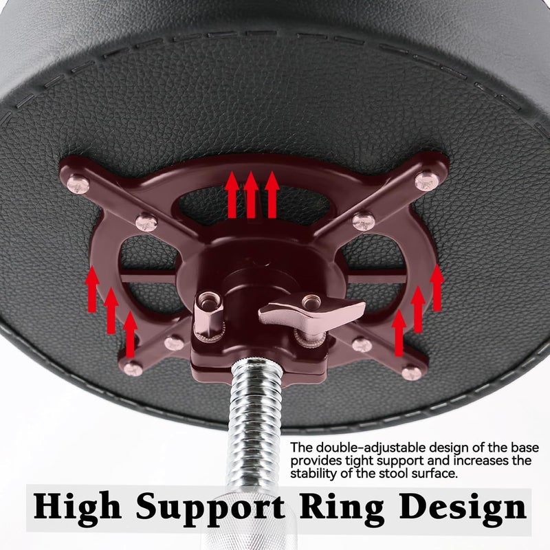 ROWell Drum Throne Adjustable Drum Stool Lightweight Drum Seat Soft Drum Stools for Kids Widen Thick-Padded Electric Drum Kit Thrones Max Weight 330Lb Drum Set Stool for Adults Women Drummers(Blcak) - Image 3